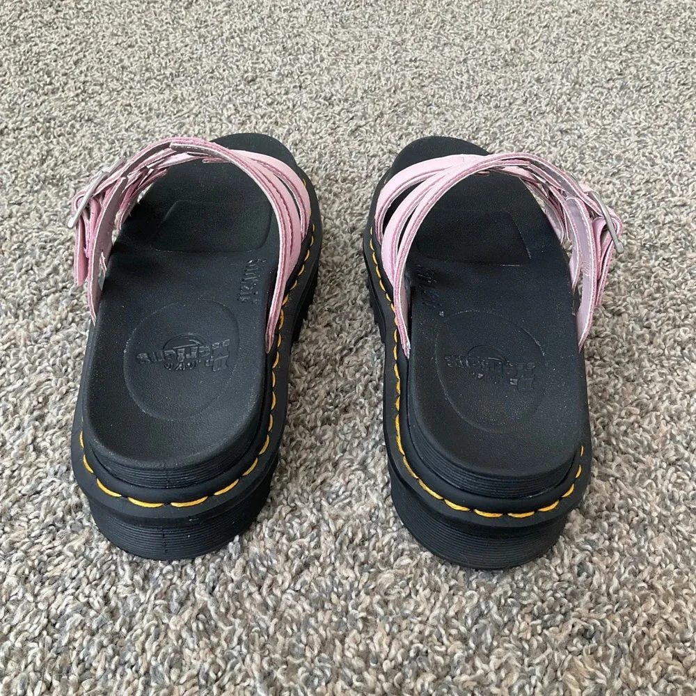 Dr Martens Womens Blaire Slide Platform Sandals Pink Leather Buckle Size 8 US